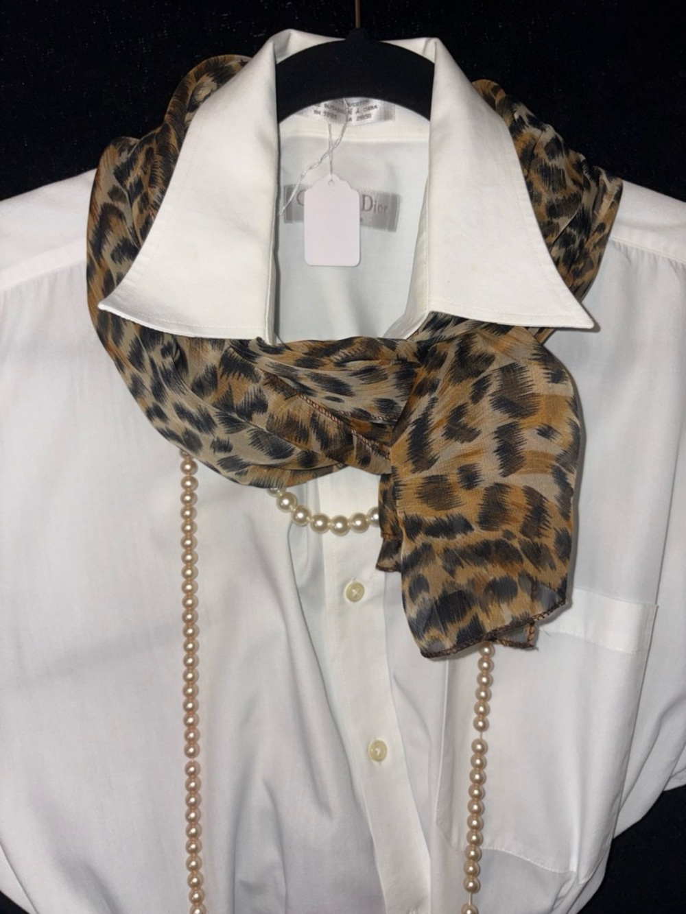 City Silk Co. Leopard Print Sheer Neck Scarf OS Brown Animal Print Mob Wife EUC
